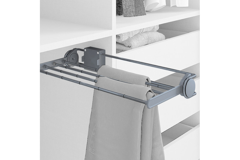 Emuca Self pull-out lateral trouser rack, Silver painted,...