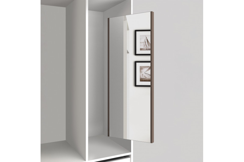 Emuca Pull-out mirror for inside wardrobe, Moka painted,...