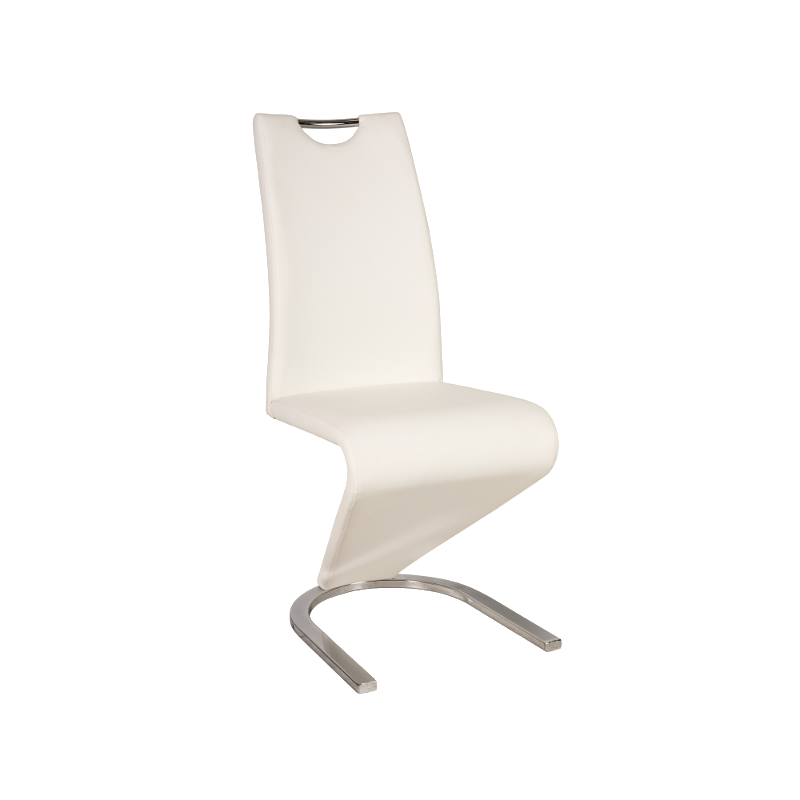 Kėdė H090 balta eco oda, chromuotas metalo rėmas