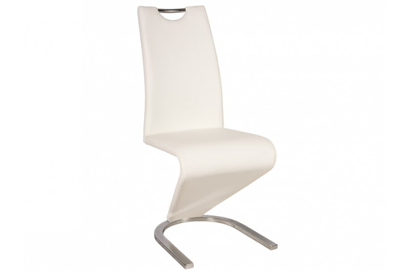 Kėdė H090 balta eco oda, chromuotas metalo rėmas