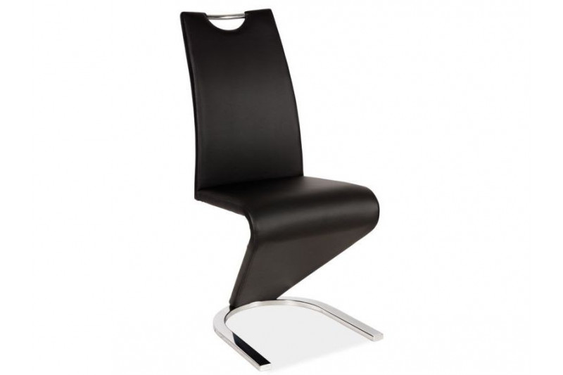 Kėdė H090 juoda eco oda, chromuotas metalo rėmas