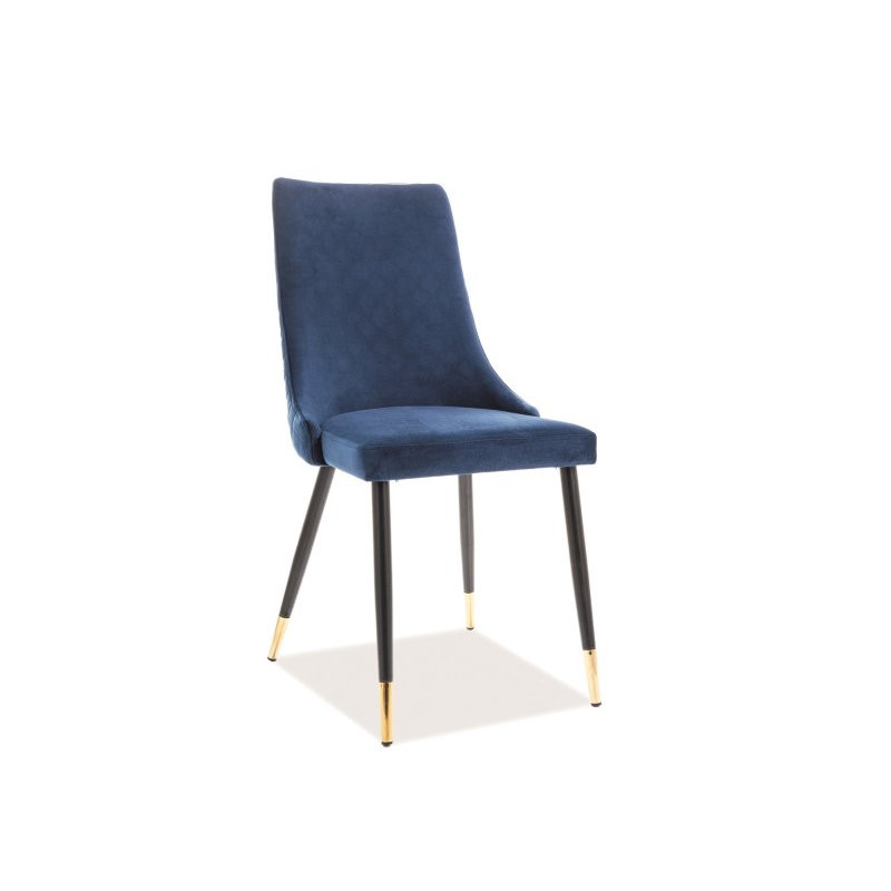 Kėdė PIANO mėlynas aksomas, juodos/auksinės kojos
