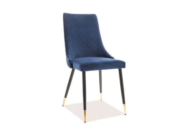 Kėdė PIANO mėlynas aksomas, juodos/auksinės kojos