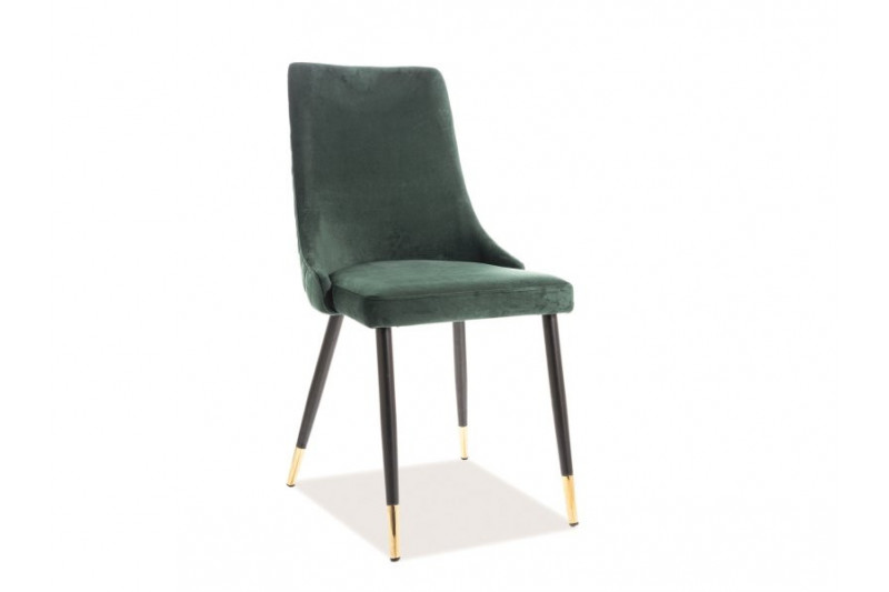 Chair PIANO green velvet, black/golden frame