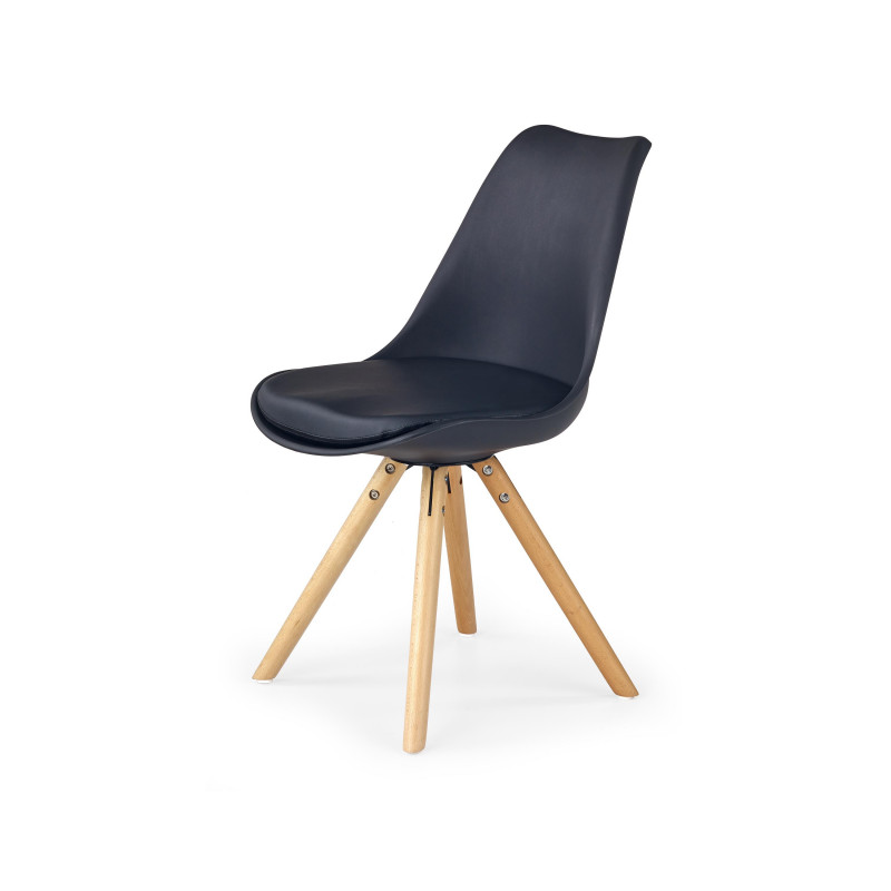 Kėdė K201, juoda eco oda, medinės kojos