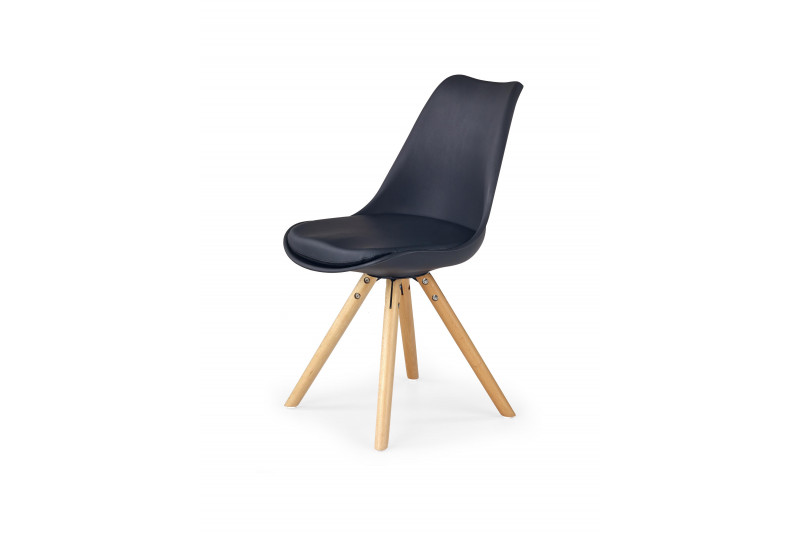 Kėdė K201, juoda eco oda, medinės kojos