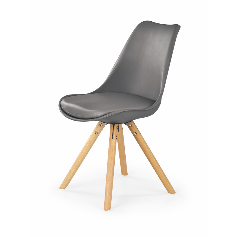 Kėdė K201, pilka eco oda, medinės kojos