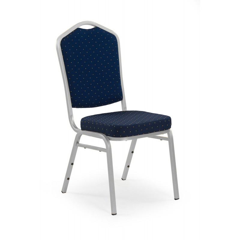 K66 S kėdė, mėlynos spalvos, sidabrinio rėmo