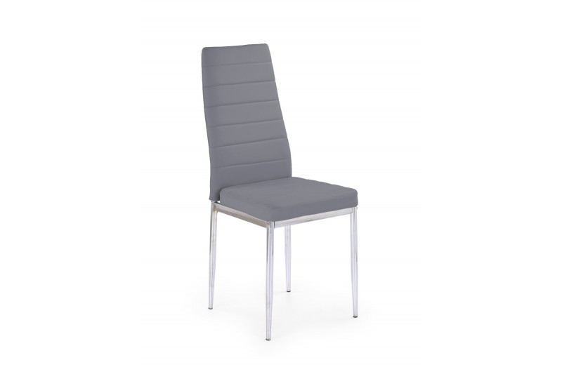 Kėdė K70C pilkos spalvos eco oda, chromuoto plieno kojos