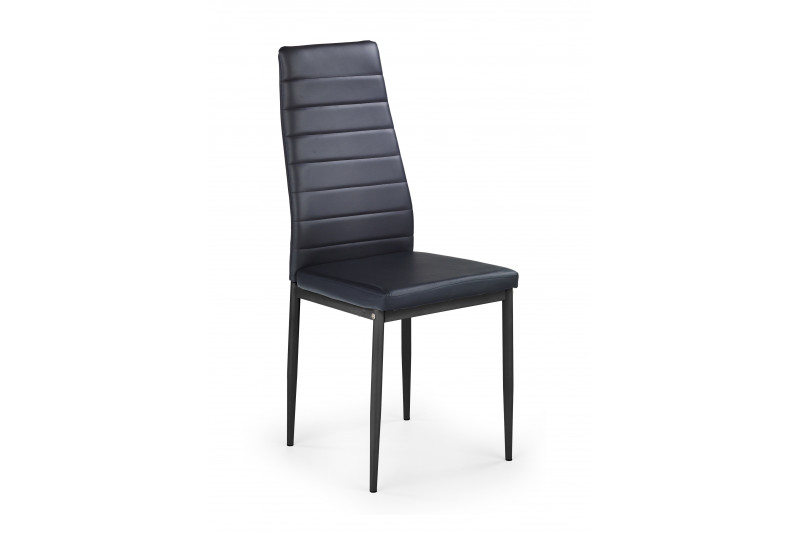 Kėdė K70, juoda eco oda, chromuotos plieninės kojos