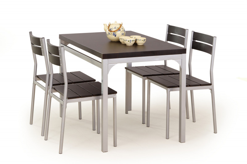MALCOLM table + 4 chairs color: wenge