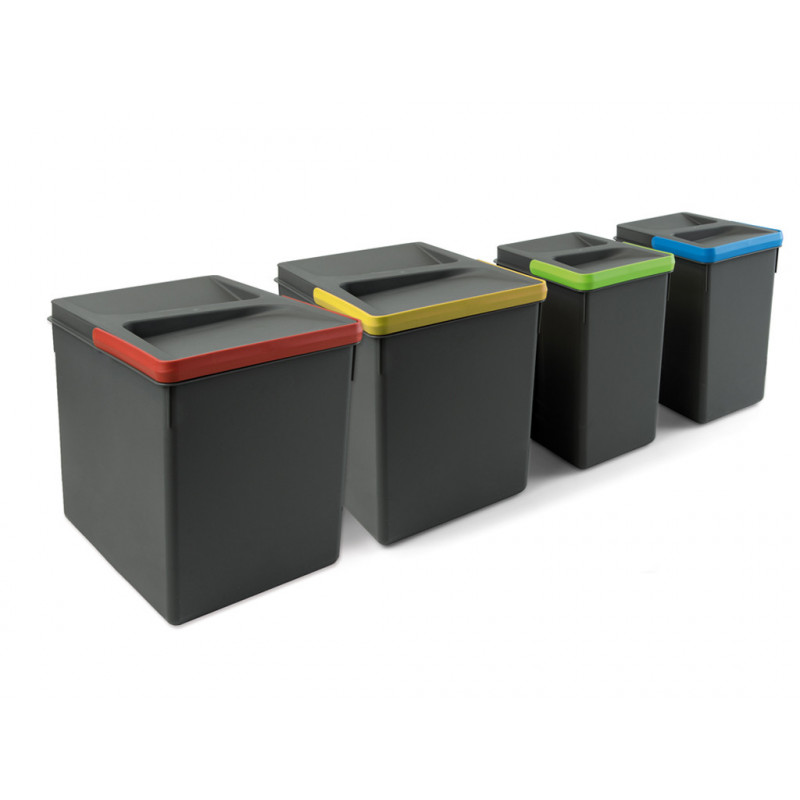 Sorting bins with 4 capacities (2x15; 2x7), gray -...