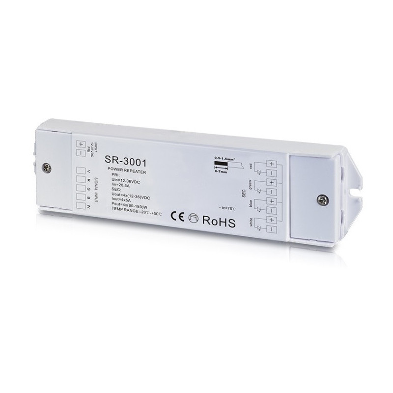 LED RGBW strip signal amplifier 12V-36Vdc 4x5A, Sunricher