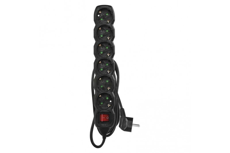 Current Extension cable 1.5m, 3x1.5 mm², 6 sockets black