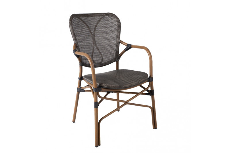 Chair BAMBUS with armrests, dark brown