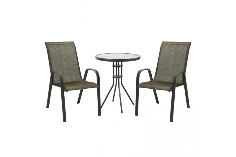 Garden furniture set DUBLIN table and 2 chairs, golden brown