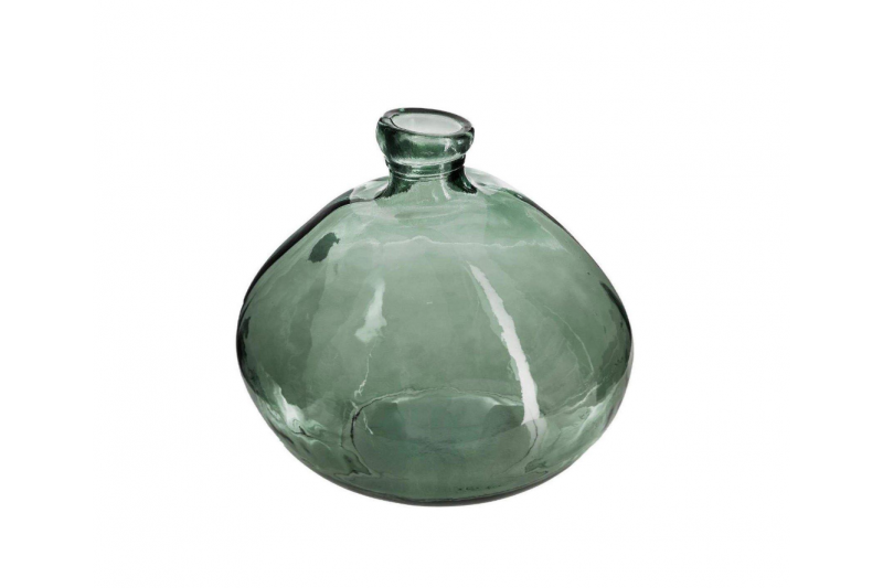 Dekoratyvinė žalio stiklo vaza, apvali,  Ø23 cm