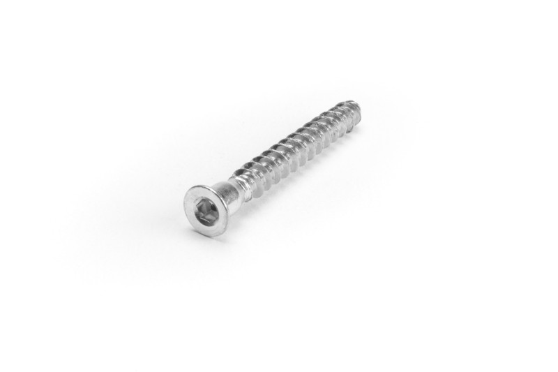 Connecting screw, 5x40mm, flat head, HEX3, white zinc