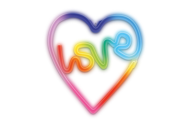 LED NEON dekoracija LOVE širdyje, RGB skaitmeninė -...