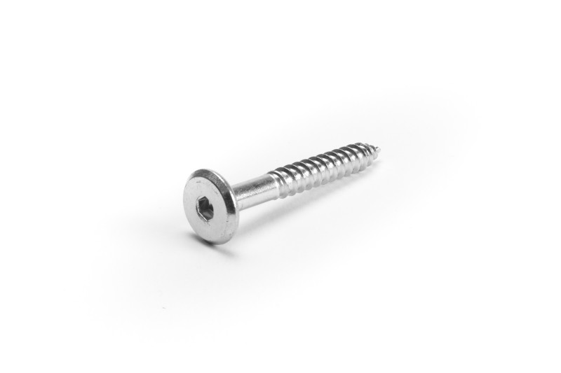 Connecting screw, 6.3x50mm, flat head, HEX4, white zinc