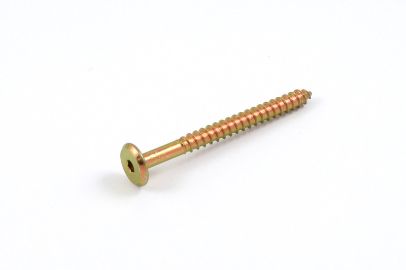 Connecting screw, 6.3x70mm, flat head, HEX4, yellow zinc