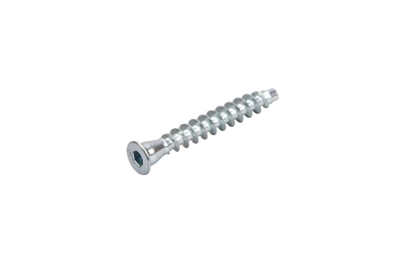 Connecting screw, 7x40mm, flat head, SW4, white zinc
