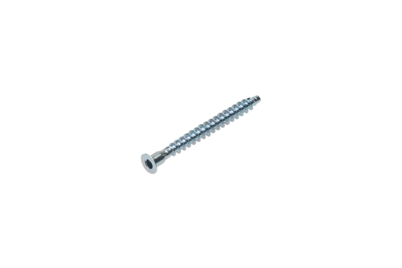 Connecting screw, 7x70mm, flat head, HEX4, white zinc