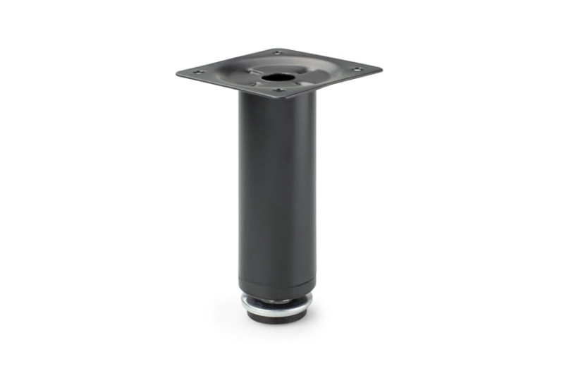 Leg round, adjustable, H-150mm, Ø30mm, steel, black
