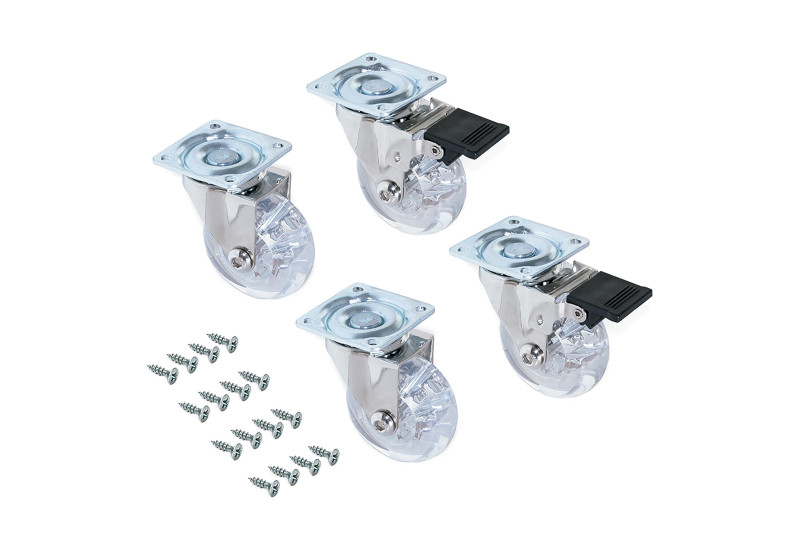 Slip transparent caster wheels with a mounting plate, Ø...