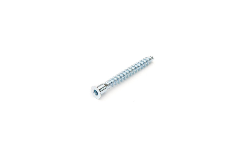 Connecting screw Ø5x50mm, flat head, HEX3, white zinc (...