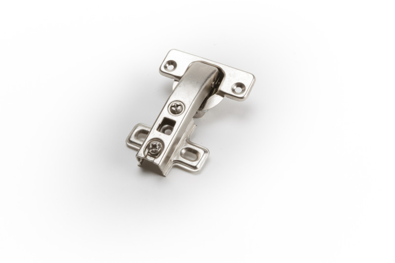 Hinge Ø26mm, 90 degree, nickel, with mounting plate...