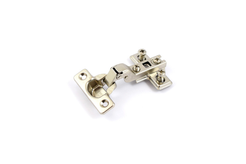 Hinge Ø26mm, half overlay, nickel, with plate with...