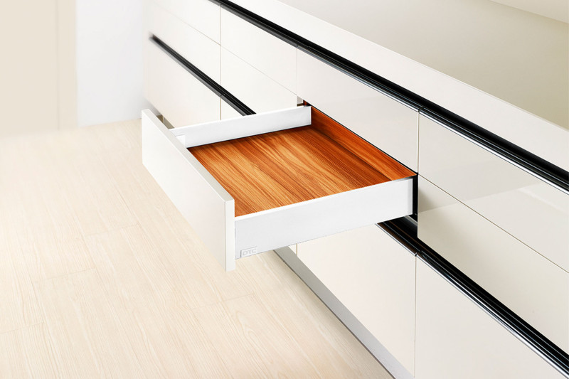 Slim drawer system H=88mm, L=450 mm, full extension, white
