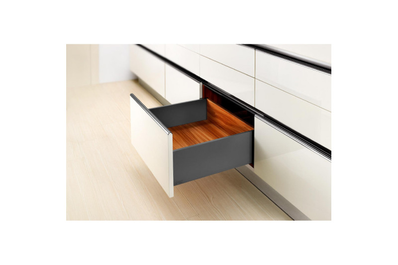 Slim drawer system  H=172mm, L=400 mm, full extension, grey
