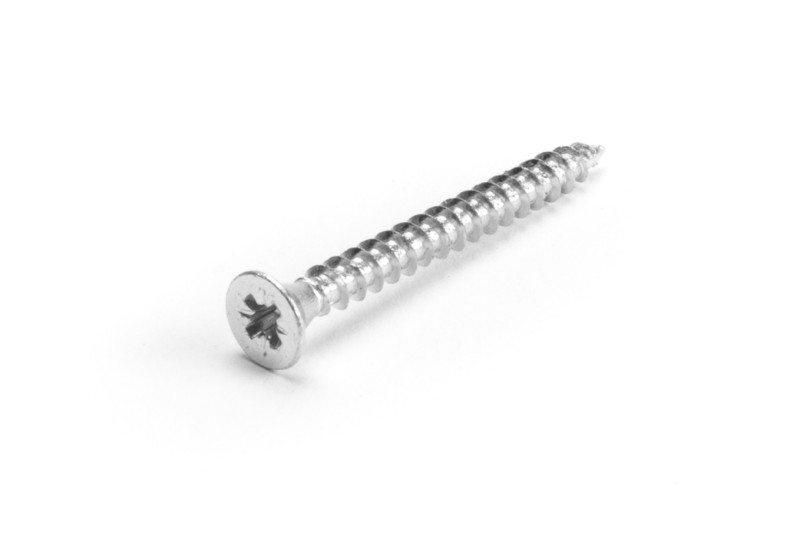 Chipboard screw, 3x30mm, flat head, PZ, white zinc
