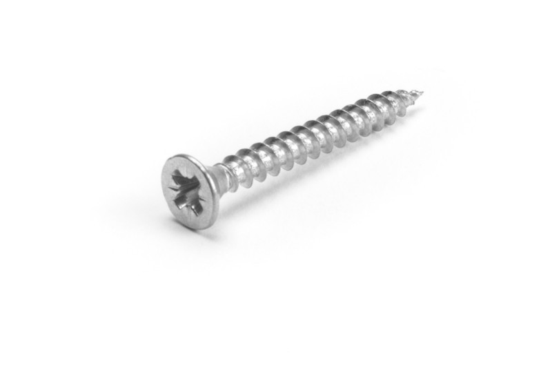 Chipboard screw, 3.5x30mm, flat head, PZ, white zinc