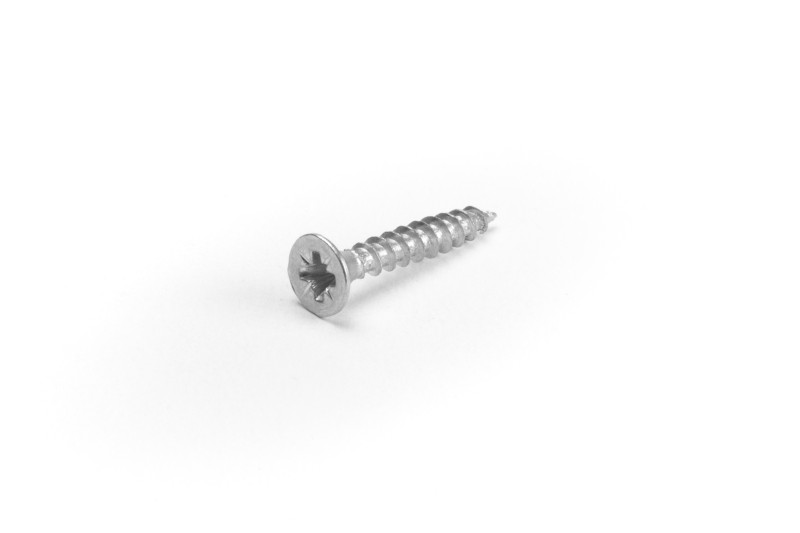 Chipboard screw, 4x25mm, flat head, PZ, white zinc