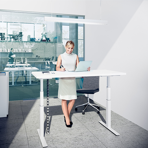 Reguliuojamo aukščio stalas ROL ERGO moderniam biurui ar namų darbo vietai